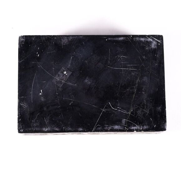 Om Spiritual Symbol 6" Carved Stone & Gold Metal Inlay Storage Container Box - Picture 7 of 9